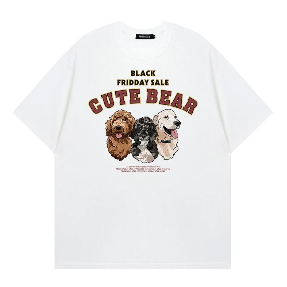 Dogs Printed Oversized Men's T-shirt Short Sleeve 2023 Summer Cotton Tee Shirts Male Top Streetwear Clothing