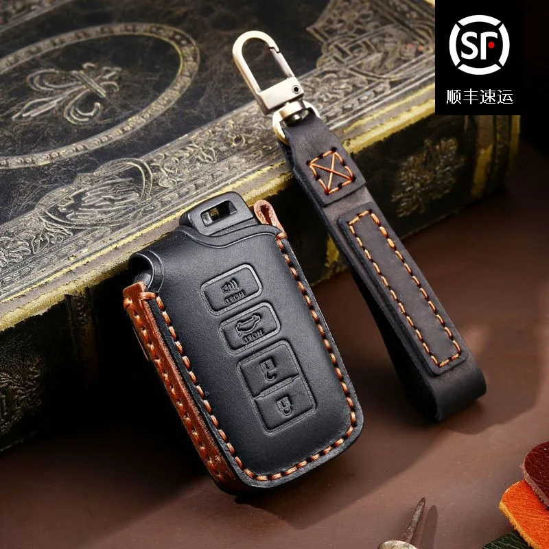 

For Toyota Handmade Car Key Case Vintage Genuine Leather Men Women Car Key Holder Leather Key Wallet Keychain