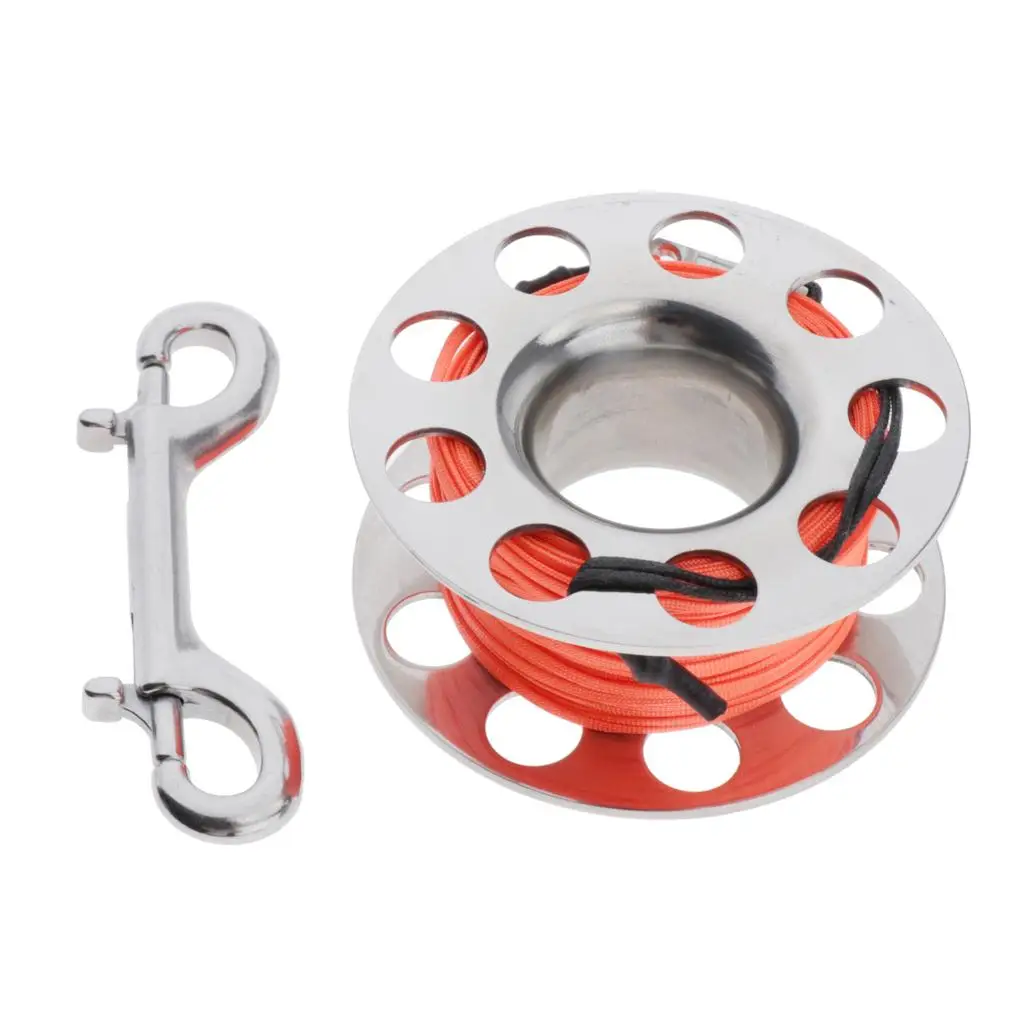 

Scuba Diving Finger Spool, Lightweight Stainless Reel, Double Ended Bolt Snap Clip, 59ft