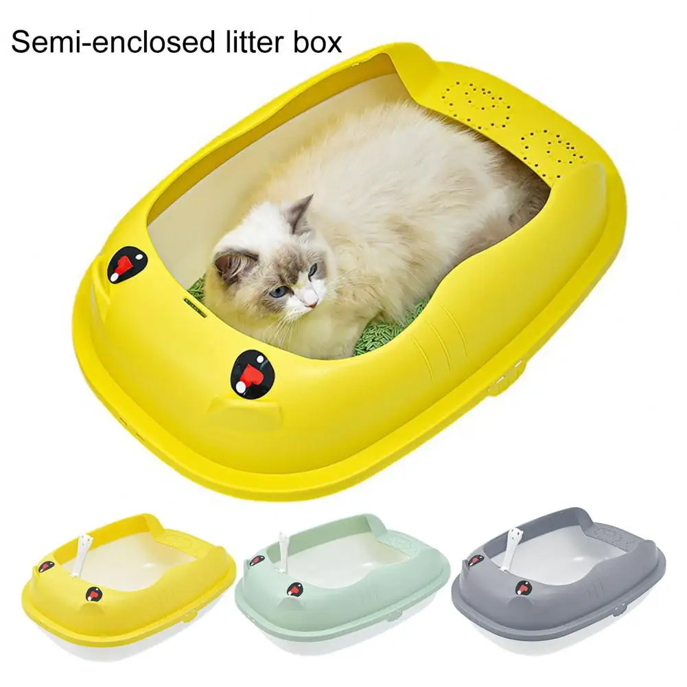 

Practical Hollow Pedal Smooth Edge Pet Cat Litter Pan with Litter Shovel Easy to Clean Cat Litter Box Pet Supplies