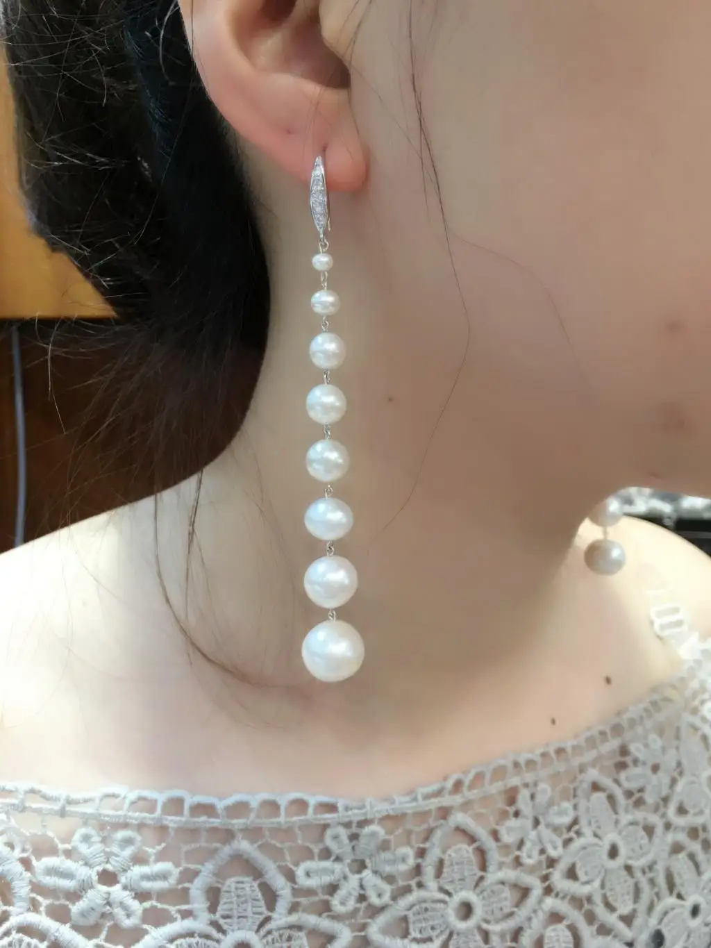 Женские длинные серьги Akoya 4-10 мм универсальные с натуральным жемчугом в японском