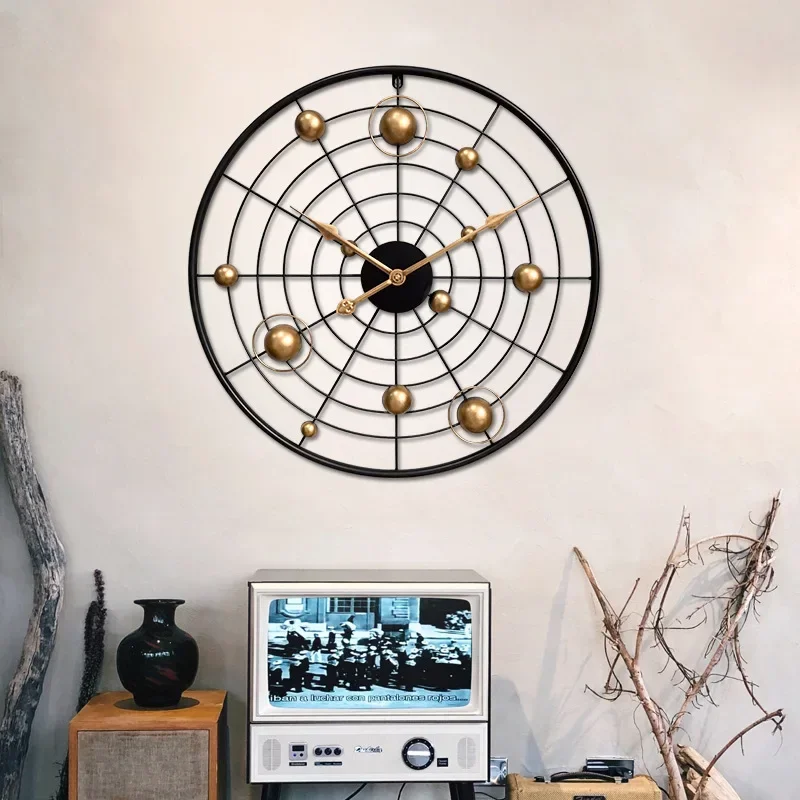 

Mesh Living Room Clock Home Planet round Concept Clock Wall Clock