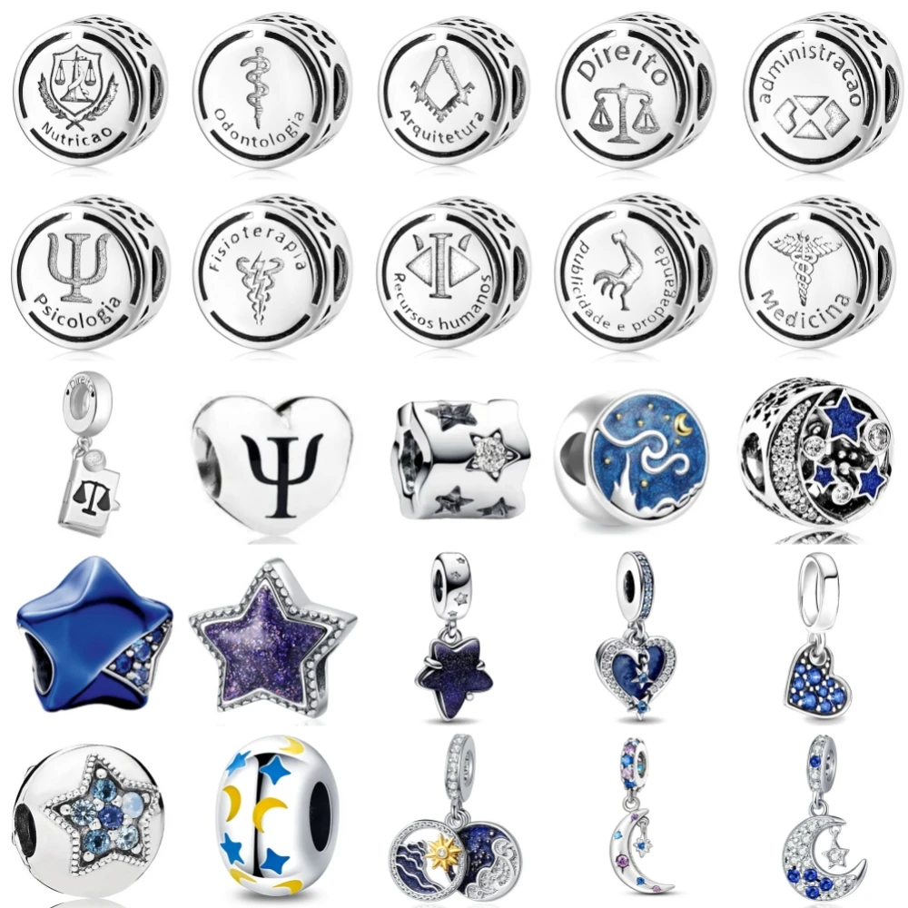 Браслет Pandora из серебра 925 пробы с подвеской в виде лекарственных звезд и Луны