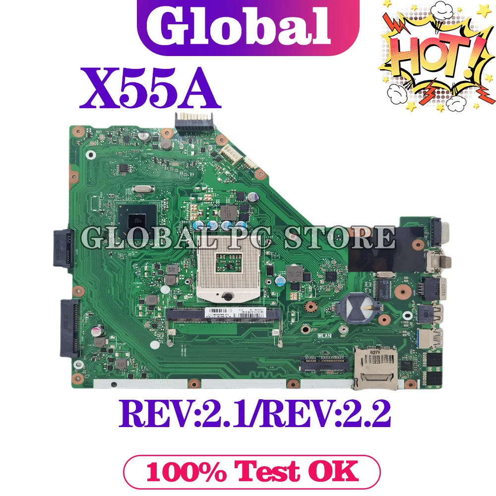 KEFU X55A Mainboard For ASUS X55A F55A Laptop Motherboard REV 2.1/REV2.2 DDR3 MAIN BOARD 100% Test OK