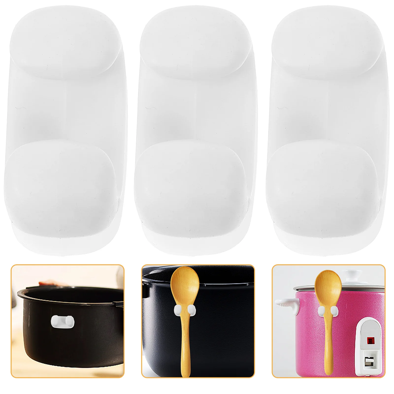 

4pcs Self-adhesive Rice Paddle Spoon Holder Racks Rice Spatula Storage Organizer Rice Scoop Rest