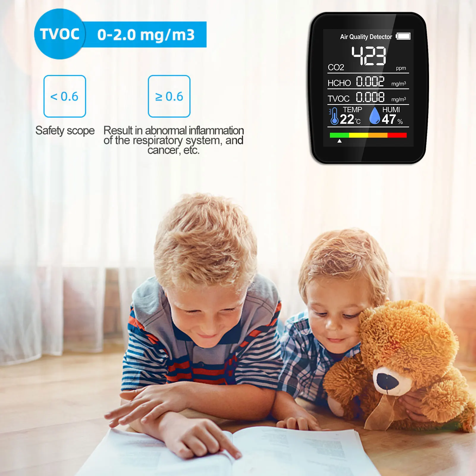 

New Air Monitor CO2 Carbon Dioxide Detector Greenhouse Warehouse Air Quality Temperature Humidity Monitor Fast Measurement Meter