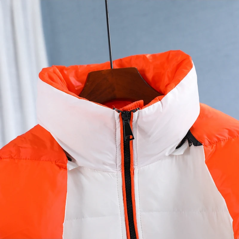 Standing Collar Hooded Loose Youth Straight Long White Duck Down Coat 2022 Winter New Fashion Down Jacket
