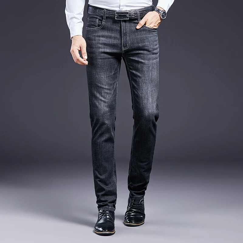 

High Quality Men's Jeans Cotton Business Casual Denim Pants Men Fashion Stretch Straight Solid Jean Trousers Men Plus Size 38
