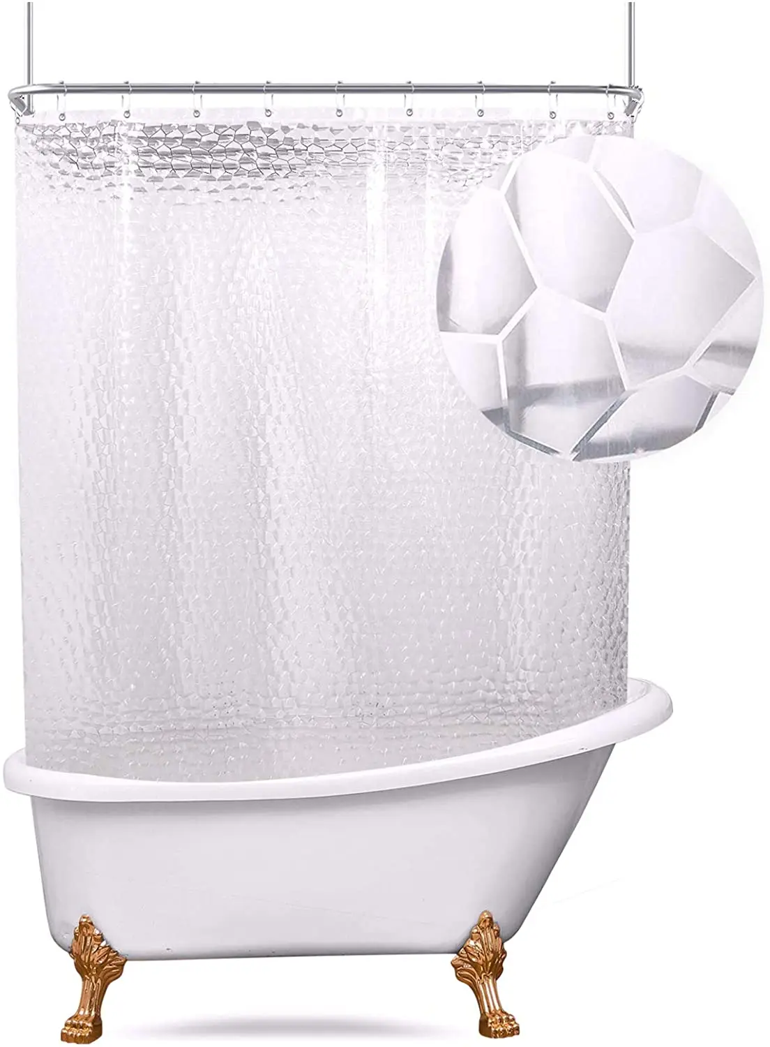 Водонепроницаемая занавеска для душа с 12 крючками 180 х180 см