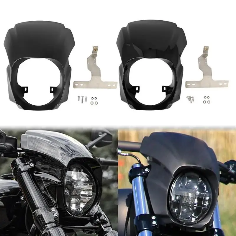 Motorcycle Front Headlight Fairing Covers Gloss Black/Matte Black Windshield Cover for Har-ley Softail Breakout 2018-2021
