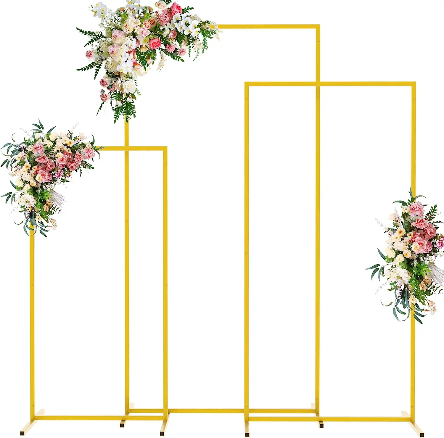 

2M Wedding Arch Backdrop Stand Gold Square Balloons Flowers Arch Frame for Birthday Banquet Bridal Shower Garden Arbor Decor