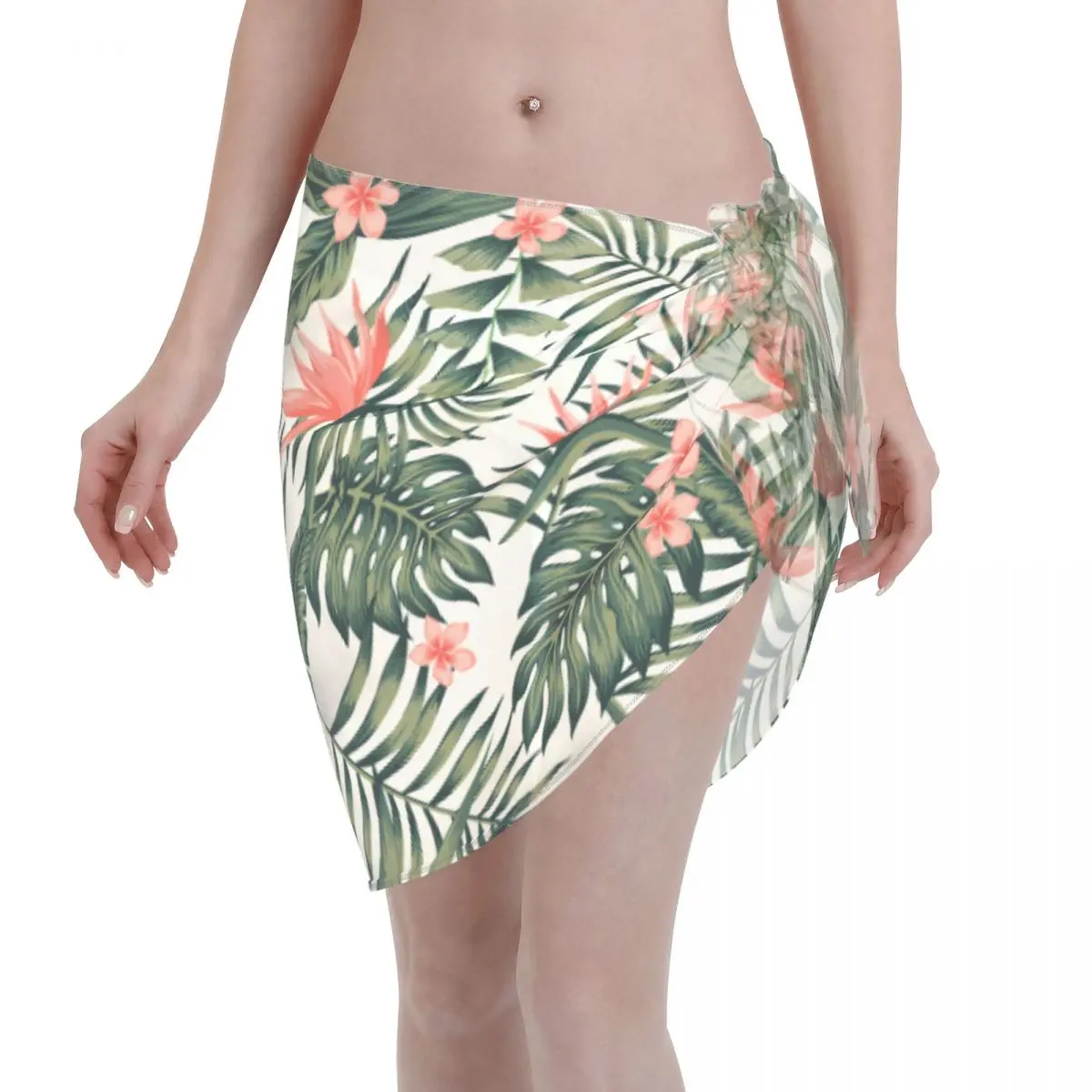 

Flowers Bird Of Paradise Swimwear Pareo Scarf Cover Ups Women Sexy Beach Short Skirts Bikini Cover-Up Sarong