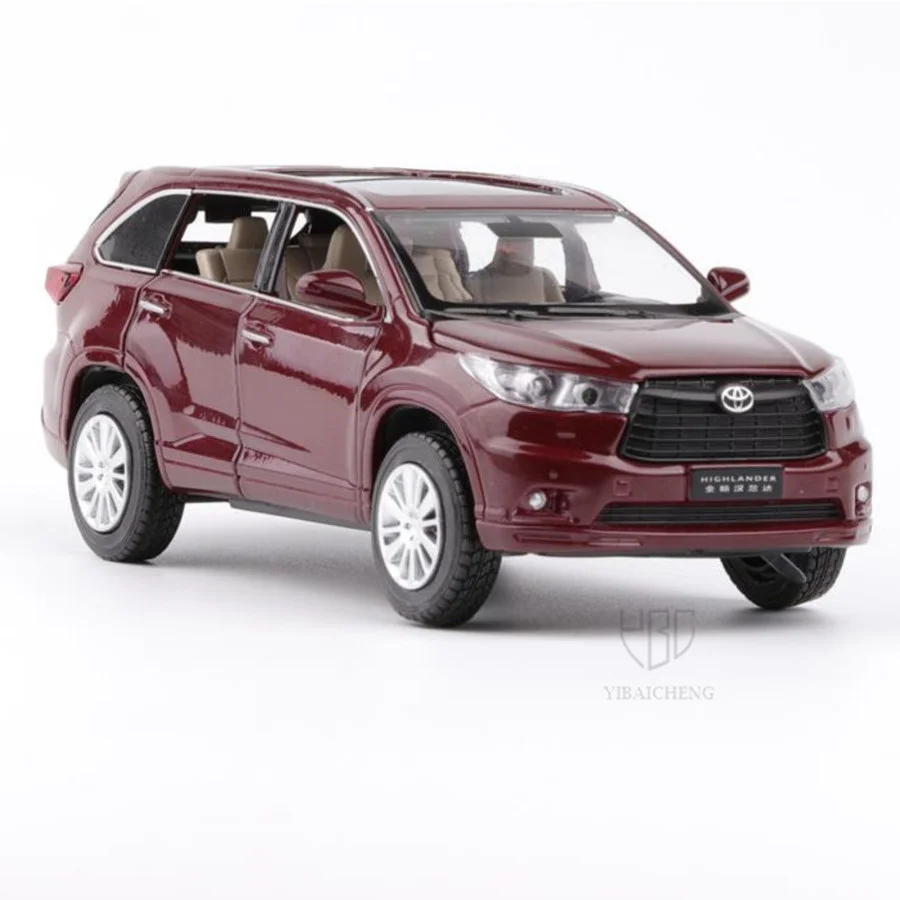 

Коллекция 1/32 года, литые модели автомобилей Highlander из сплава, Игрушечная модель внедорожника из высокопрочного металла, 6 дверей, открытые по...