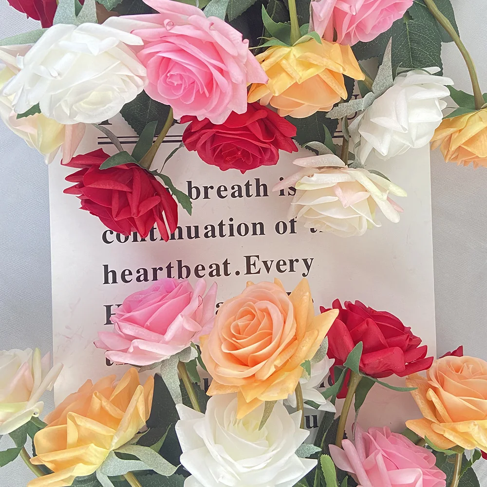 

15Pcs Real Touch Moisturing Rose Flower Branch Latex Simulation Peony Artificial Wreath Bouquet Home Wedding Party Decor Flore