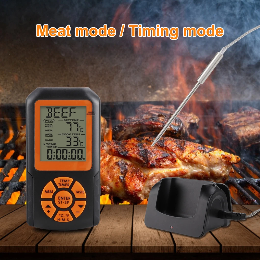 

Digital Display Wireless Thermometer Barbeque Grilling Temperature Meter