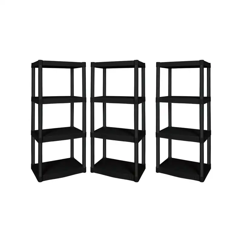 

x 22"W x 48"H 4 Shelf Plastic Garage Shelves Black, 3 Count