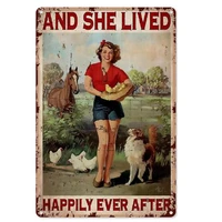 plaque vintage metal tin sign and she lived happily ever after metal plate poster plaque home decoration