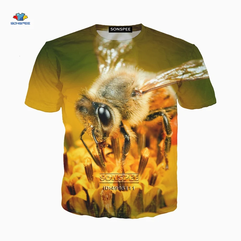

Funny Animals Honey Bee Flowers 3D Print Men's T-Shirts Women Harajuku Casual Hip Hop Fashion T shirt