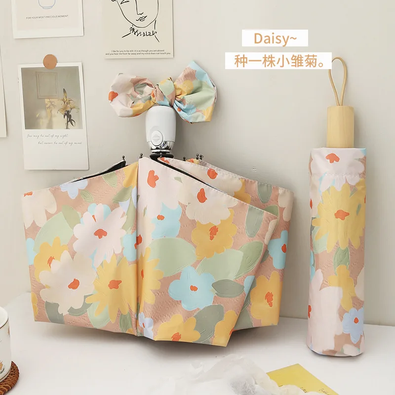 

Full automatic umbrella Girl fold INS Sun Daisies Sun umbrella Sun protection and UV protection student umbrella