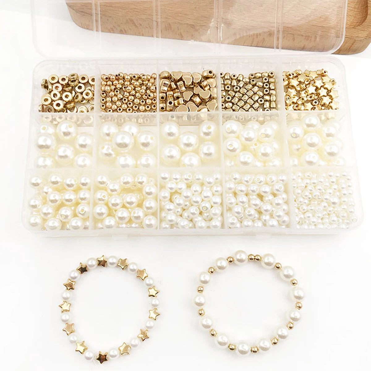 

Набор разделительных бусин 720 шт., набор различных браслетов и жемчужин «сделай сам», включает жемчуг, круглые бусины, Звездные бусины, гране...