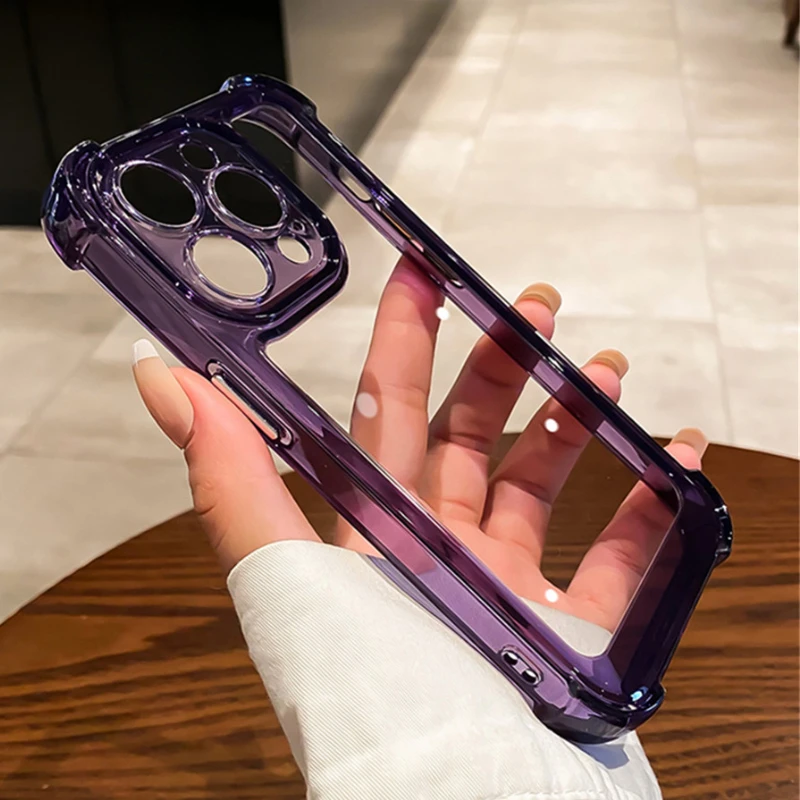 

Luxury Shockproof Clear Phone Case For iPhone 14 13 12 11 Pro Max X XR XS 7 8 Plus Silicone Bumper Transparent Hard Back Cover