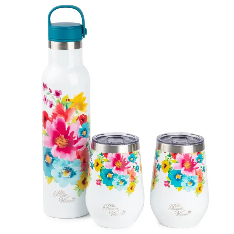 

Steel Tumbler 25 fl oz, Floral, with 2 Wine Tumblers Cocktail glasses creative Chalice Martini glasses glass Martini glass Bourb