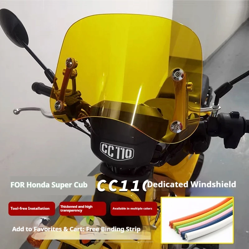 Фото Для Honda CC110 Cross Cub 110 Утолщённое переднее ветровое стекло из поликарбоната в ретро-стиле, устойчивое к царапинам, аксессуары для мотоцикла. №2