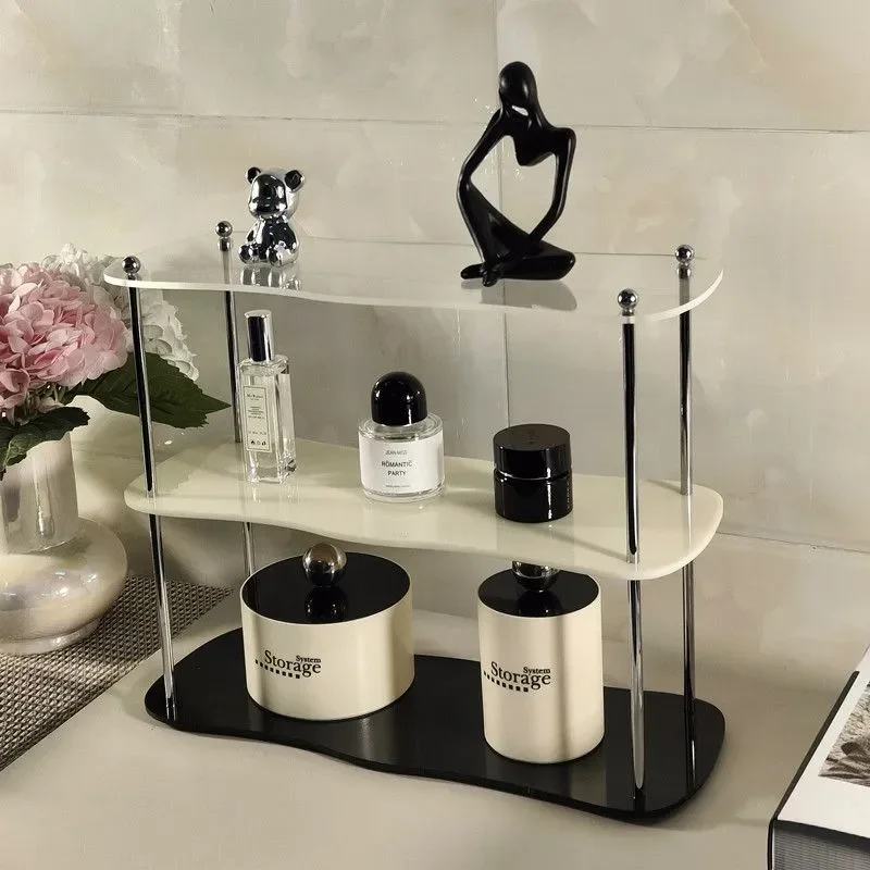 

Organization Modern Perfume Three Shelf Irregular Acrylic And Home Organiser Desk Shelf High Layer Storage Level Wave Table