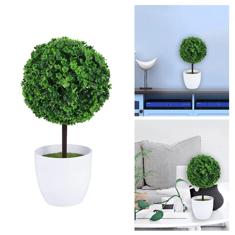 

Artificial Topiary Boxwood Tree Potted Bonsai Fake Decorative Pot Faux Greenery Decor Outdoor Green Planter Trees Mini Flower