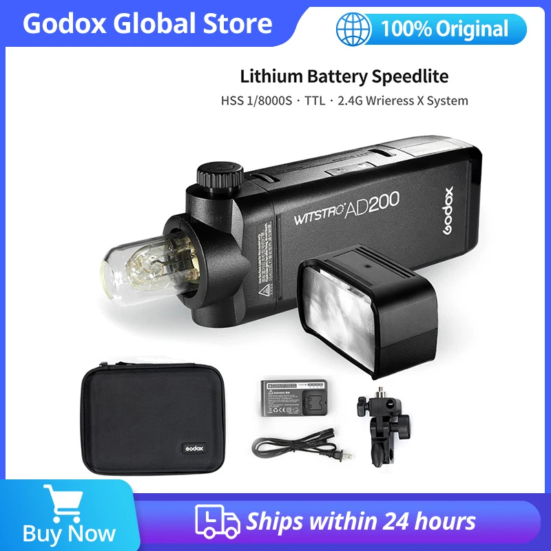 Карманная Внешняя вспышка Godox AD200 200Ws TTL 2 4G HSS 1/8000s с двойной головкой и литиевой
