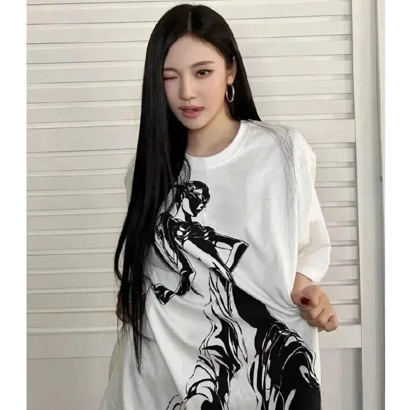 Фото KPOP Aespa Whiplash Limited Edition Cotton T-shirt Short Sleeve KARINA GLSELLE WINTER NINGNING Same Print Loose Anime Techno Top №5