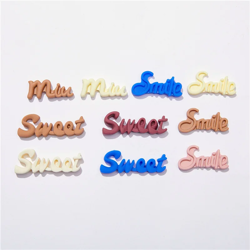 

Sweet Smile Letter Flatback Resin Cabochons Mobile Phone Shell Materials Scrapbooking Hair Accessorie Craft Embellishments