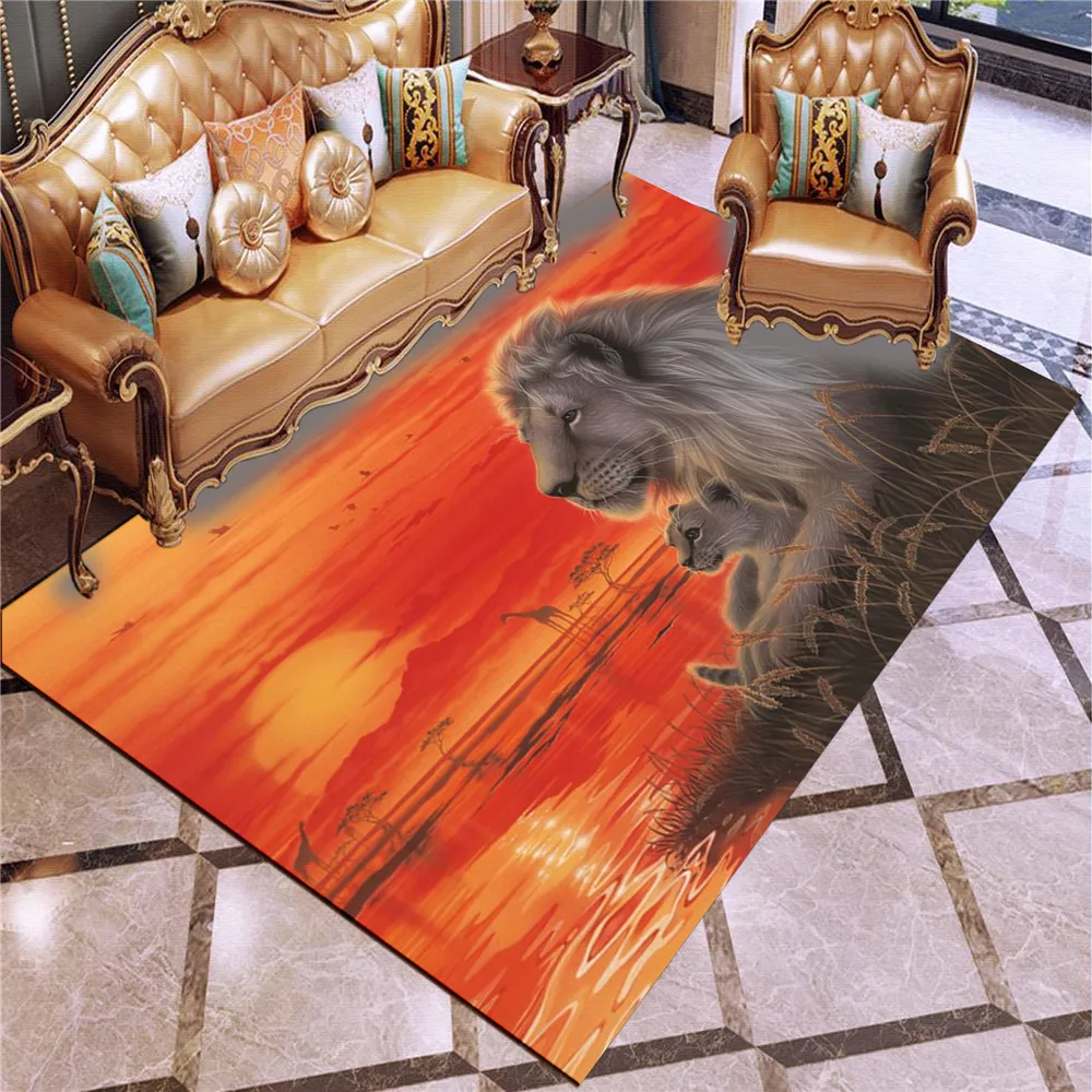 

Lion King Large Rug 3D Printing Animal Polyester Carpet Home Living Room Sofa Tea Table Foot Mats Multiple Size Anti-slip Carpet