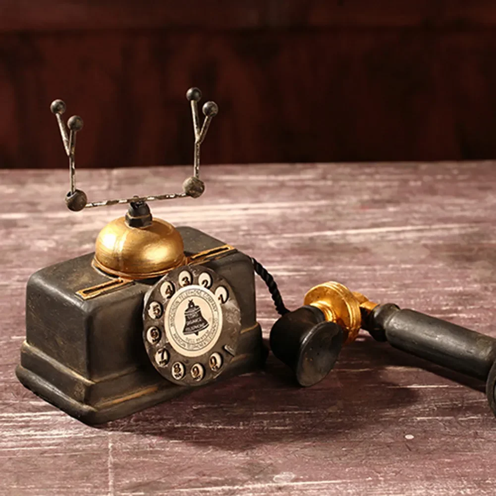 

Vintage Resin Telephone Model Miniature Craft Photography Props Retro Furniture Figurines Bar Home Decor Phone Miniature