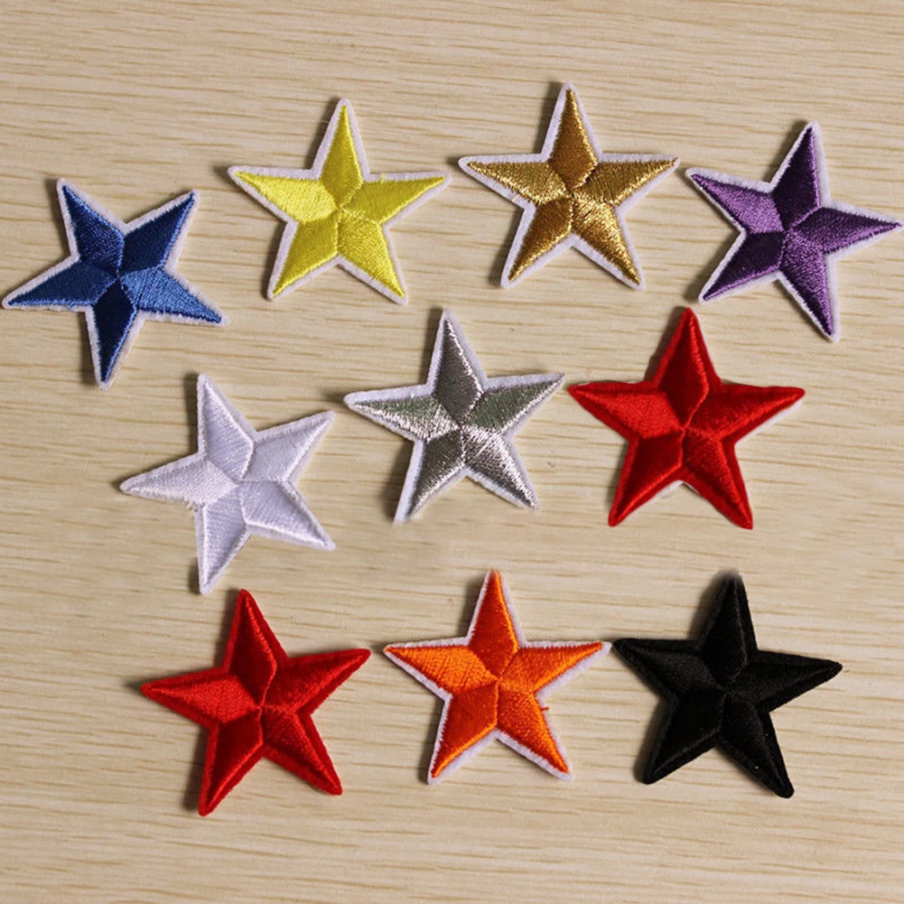 

10pcs Star Embroidery Sew Iron On Patch Badge Clothes Applique Bag Fabric 4.2cm Five Star Patch Convenient Handmade Supplies