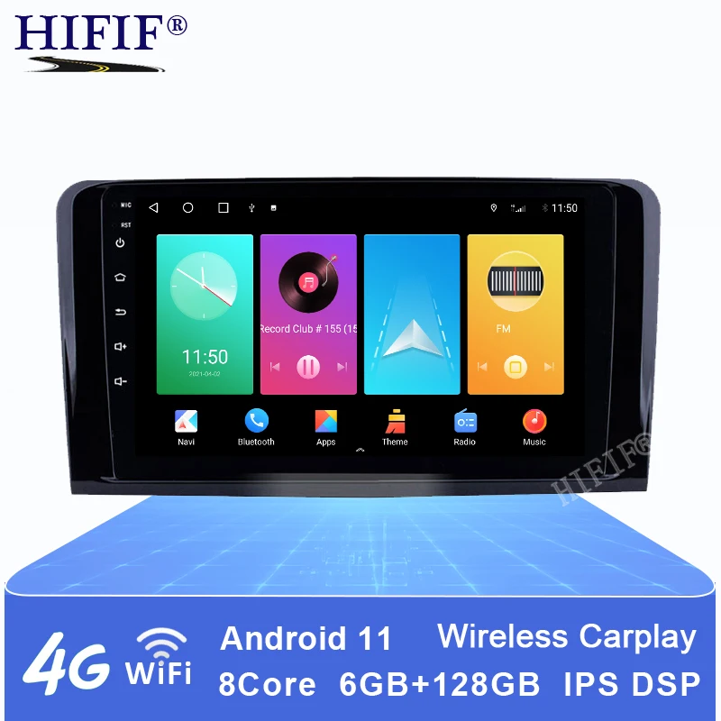Carplay Android 11 Автомобильный мультимедийный плеер для Mercedes ML Class W164 W300 ML350 ML450 ML500