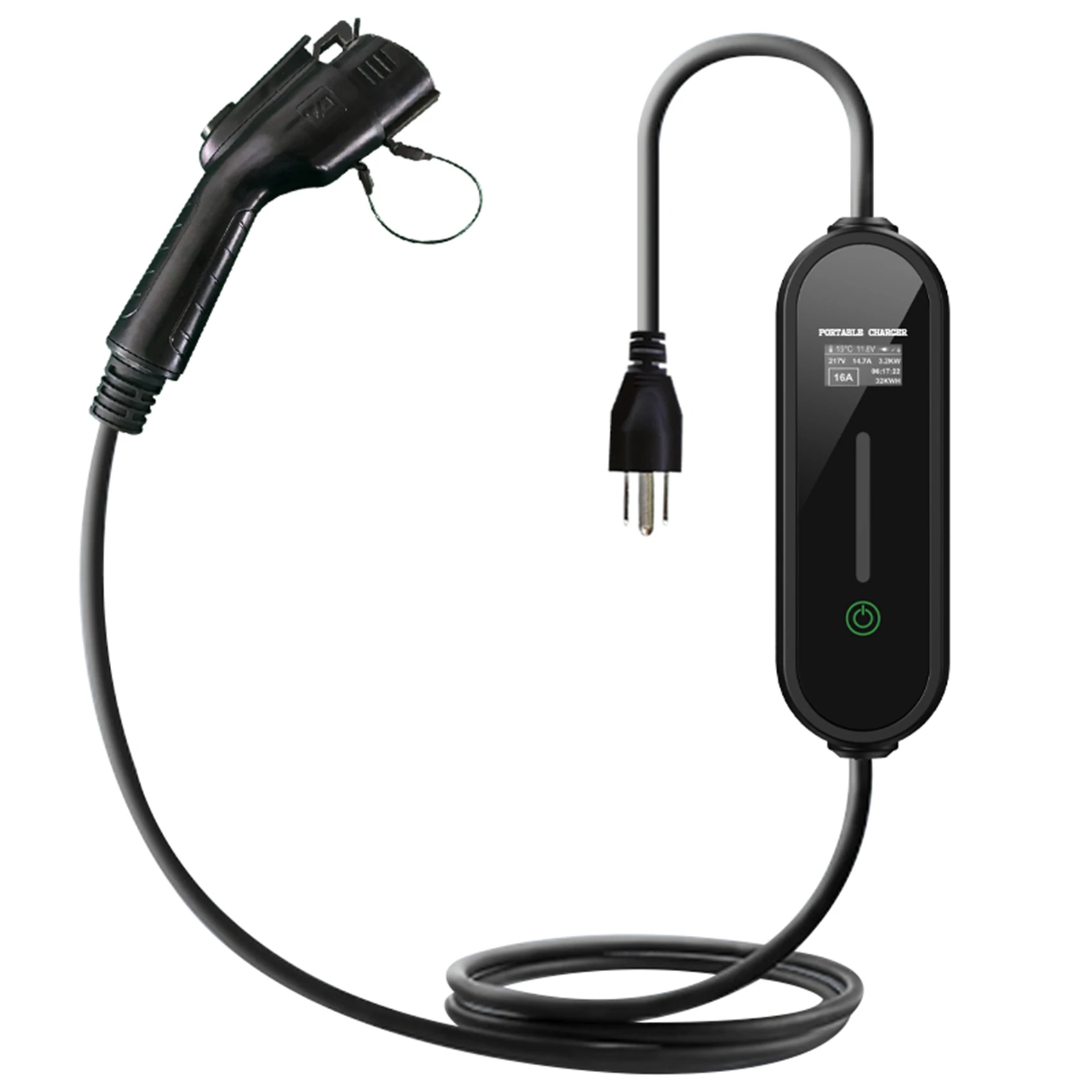 

Electric Vehicle Charging Station 16A Adjustable Control with Screen Display 5M EV Charger Type 1 SAEJ1772 US Plug