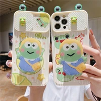 sanrio kero kero keroppi with stand phone cases for iphone 13 12 11 pro max xr xs max x back cover