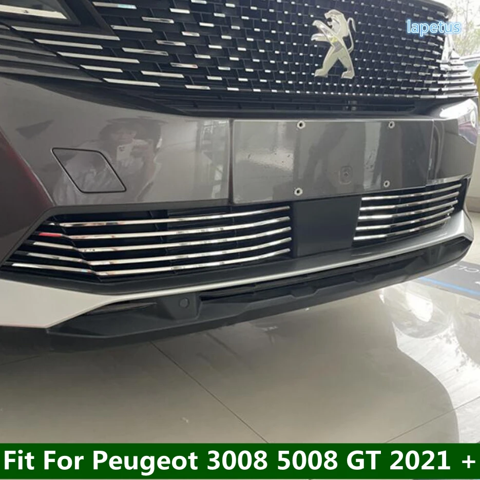 

Front Bumper Mesh Center Grille Grill Moulding Strips Cover Trim Fit For Peugeot 3008 5008 GT 2021 2022 2023 Exterior Refit Kit