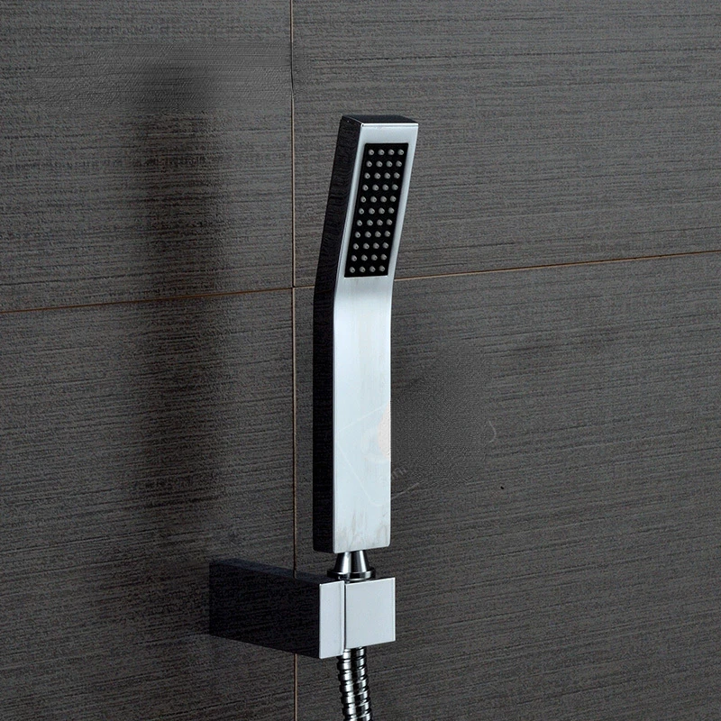 

Поставка латунный ручной душ, квадратный смеситель для душа, настенный ручной душ с шлангом и держателем, хромированный душ