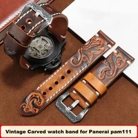 vintage carved watch belt accessories for panerai pam111 tissot casio mens 18mm 20mm 22mm leather watch belt