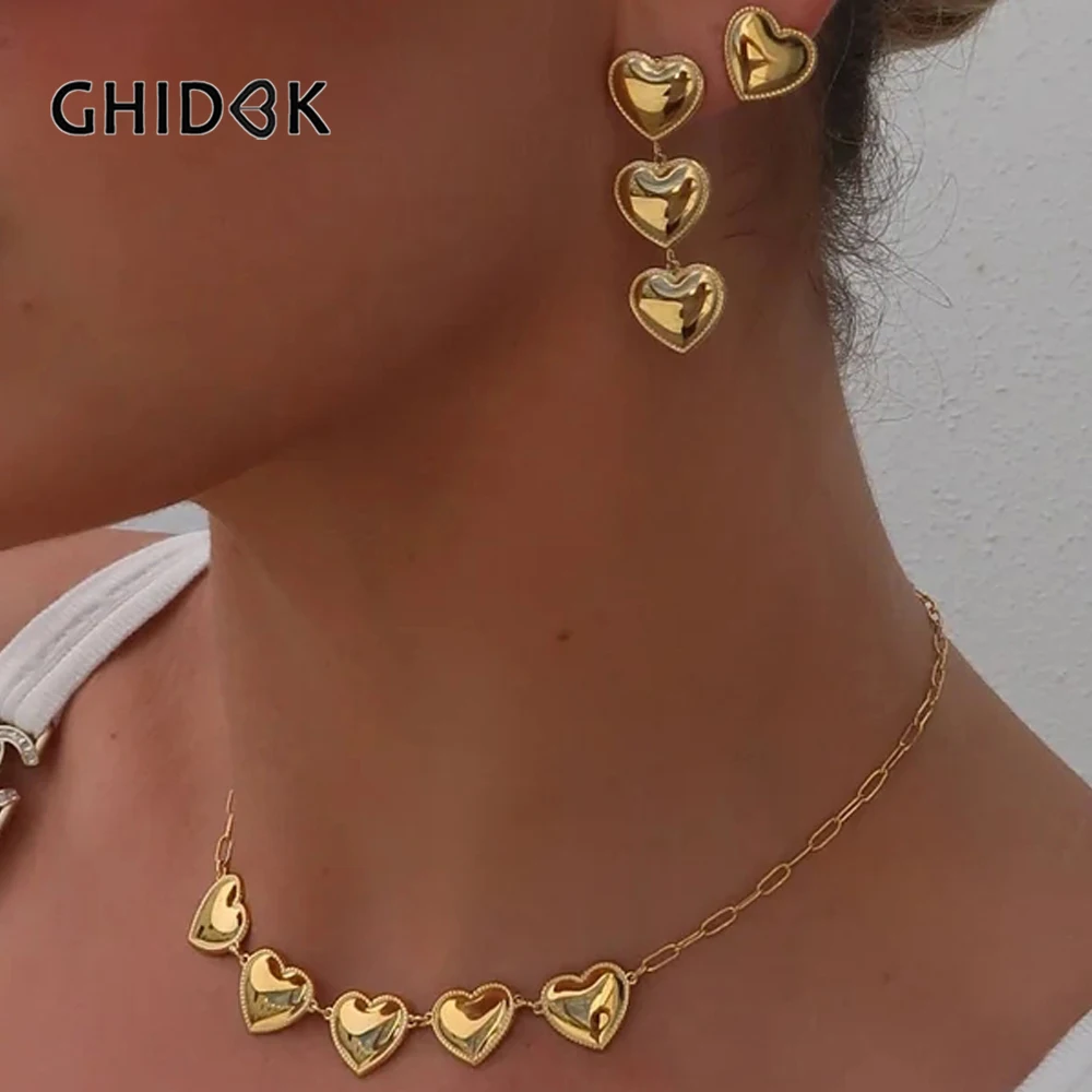 Комплект женских ювелирных изделий GHIDBK элегантное гладкое ожерелье с подвеской