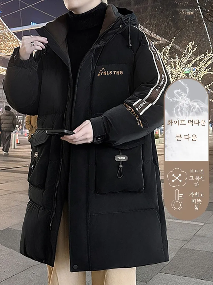 Пуховик мужской зима 2024 новое модное брендовое пальто средней длины мужская