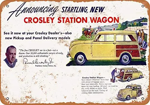 1948 г. прицепы-станции Crosley винтажный металлический знак 8x12 дюймов