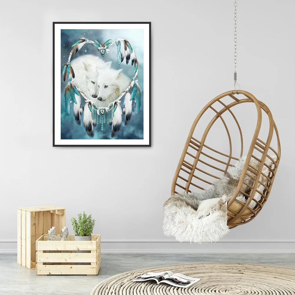 Алмазная 5D картина &quotсделай сам&quot Ловец снов волк полная круглая мозаика набор