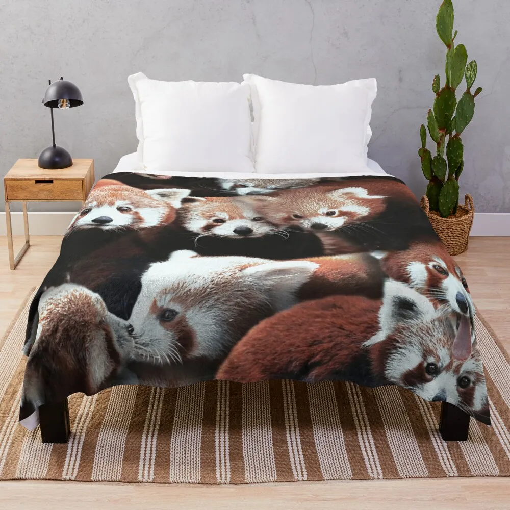 

Vermelho pandas cobertor de crochê cobertores