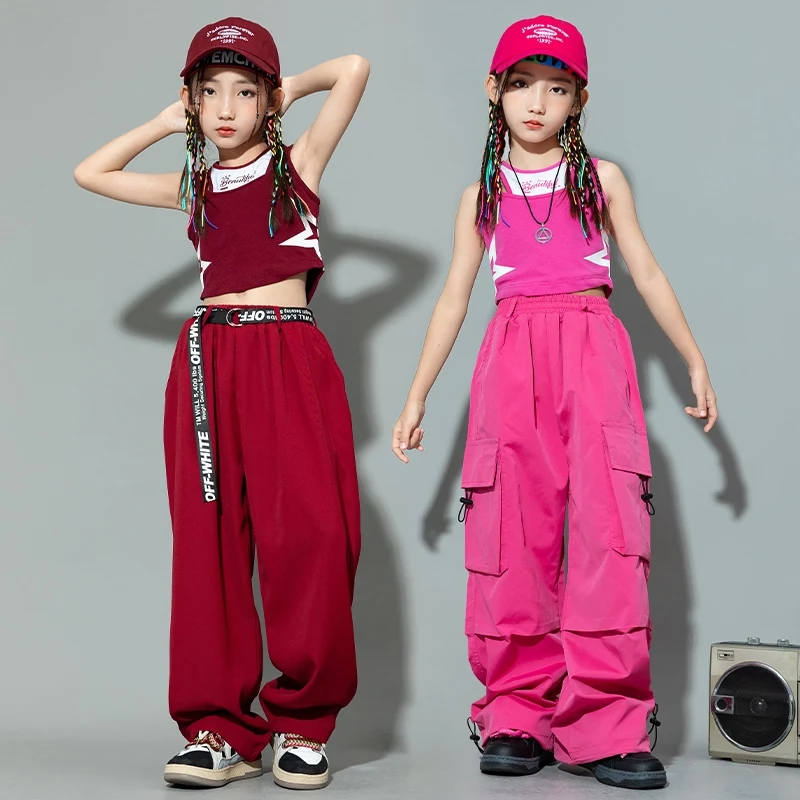 New Jazz Dance Girls Kids Clothing Children Vest Pants Suit Hip-hop Street Clothes Catwalk Show Costumes DQL9883