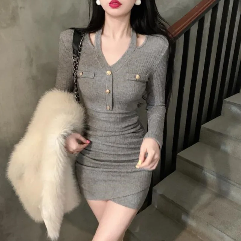 

Однотонное сексуальное облегающее платье с вырезом для женщин на осень и зиму, Высококачественная юбка с подкладкой, модная облегающая юбка с запахом, черная короткая