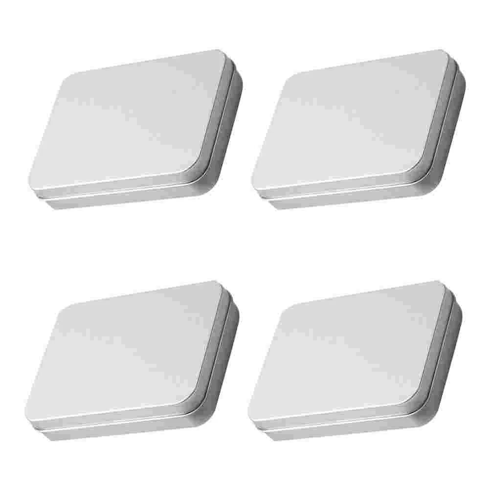 

4pcs Empty Metal Tins Coffee Storage Tin Small Hinges for Boxes Nail Clipper Box Tin Can Metal Tins with Lids
