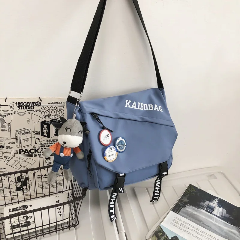 Men and Women Couple Bag Messenger Bag Student Bag Trendy Waterproof Nylon Messenger Bag Casual Shoulder Bag Backpack